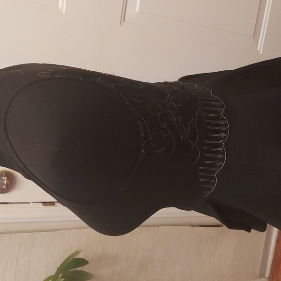 Black NWT  Marerial Girl peplum top with mesh. - Picture 4 of 12